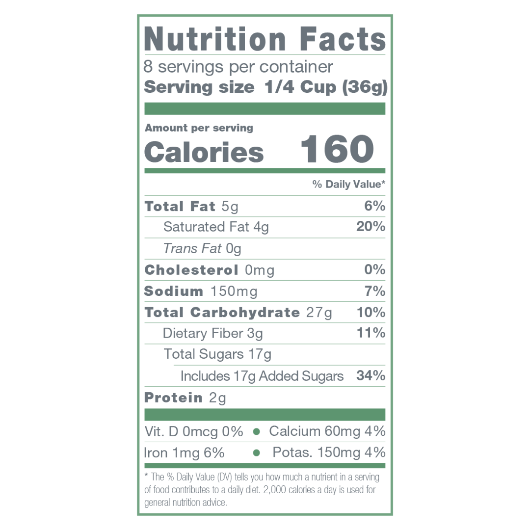 Bare Life frozen hot cocoa mix nutrition label showing gluten-free, vegan, organic ingredients for dairy-free hot chocolate.