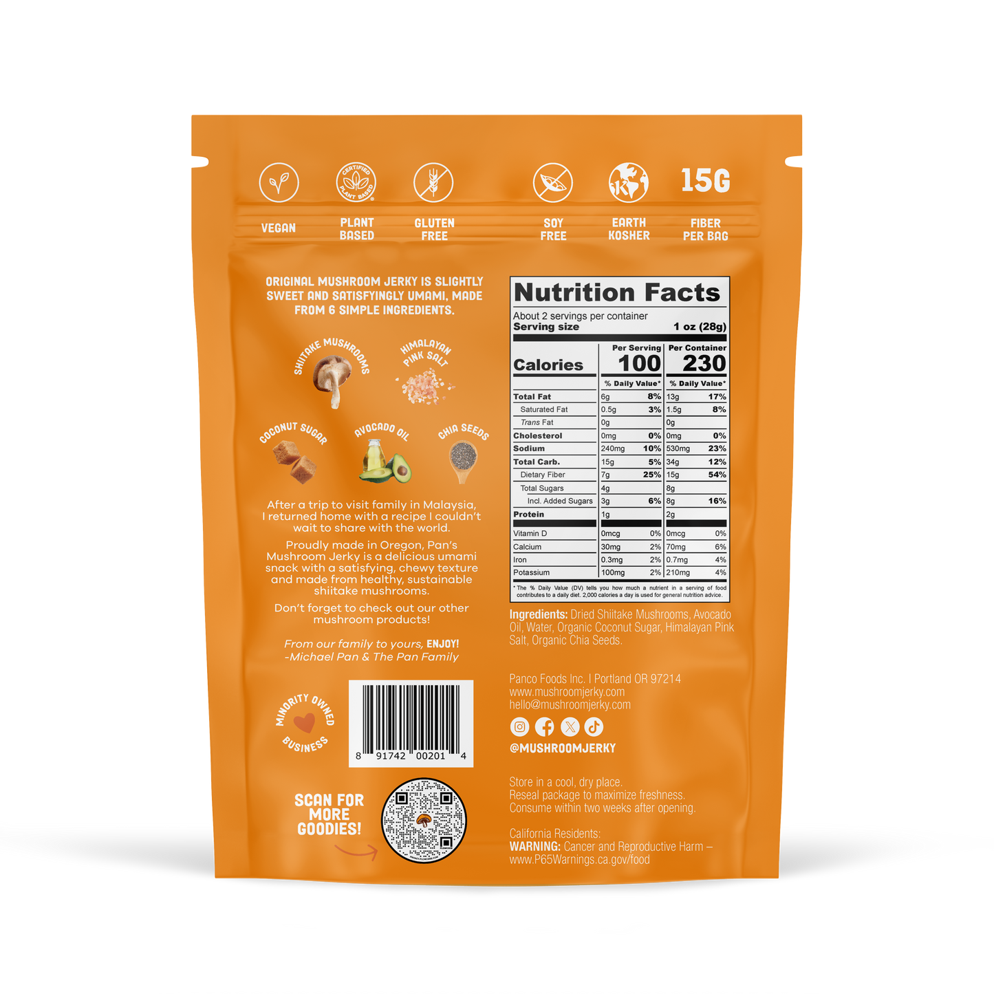 Pan's Original Mushroom Jerky Five Pack