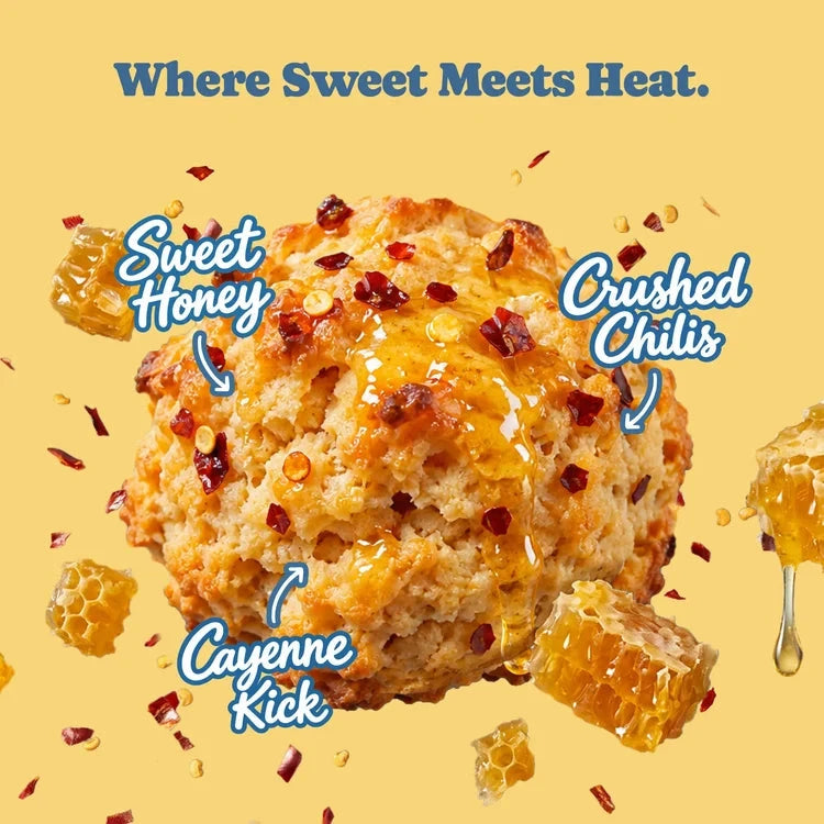 Pamela's Products Drop Biscuit Mix Variety Bundle featuring hot honey biscuits in a colorful package.