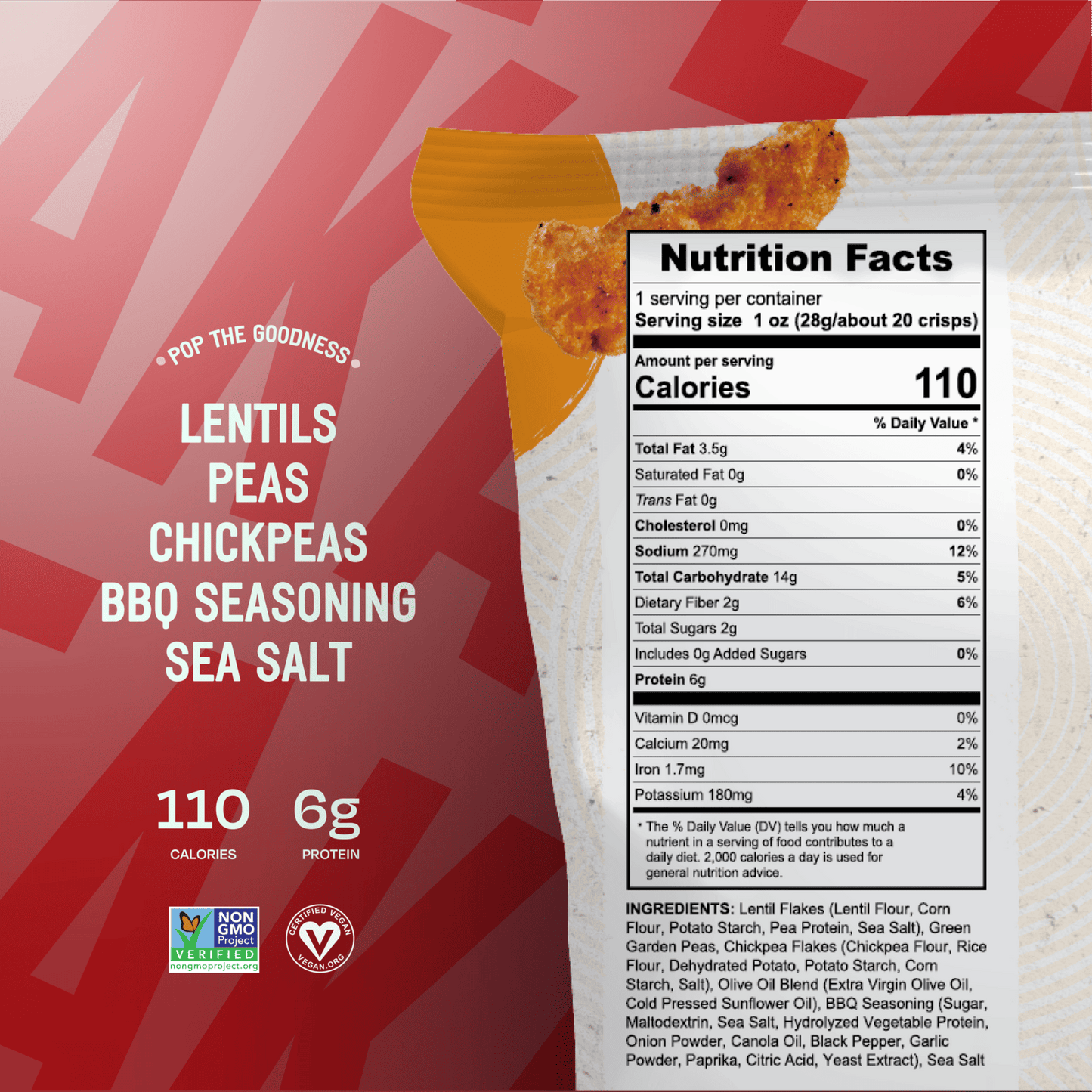 PeaKaPop BBQ Veggie Crisps