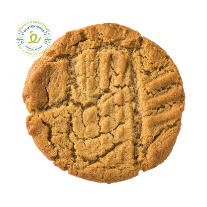 Eban’s Bakehouse peanut butter cookies in a 12-pack, showing golden-brown cookies with a peanut butter flavor.