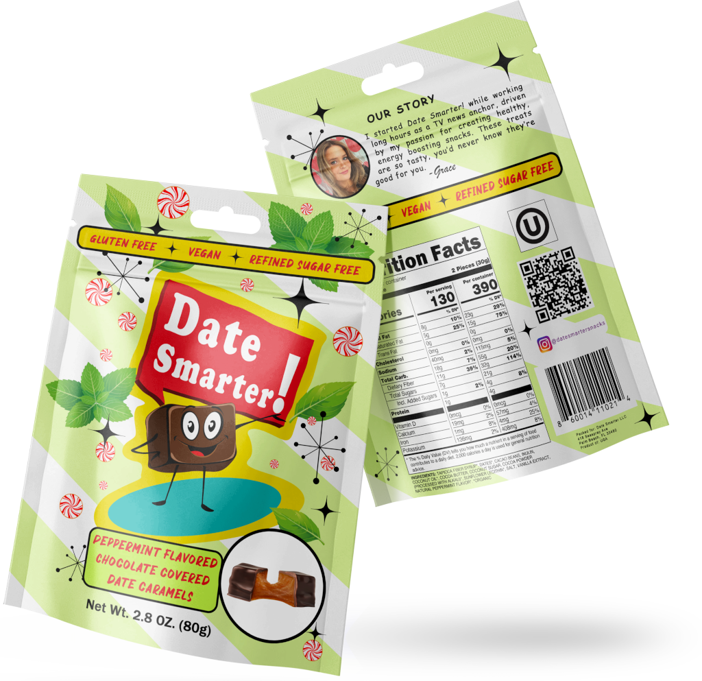 Date Smarter! Peppermint Chocolate Covered Date Caramels - 6pk