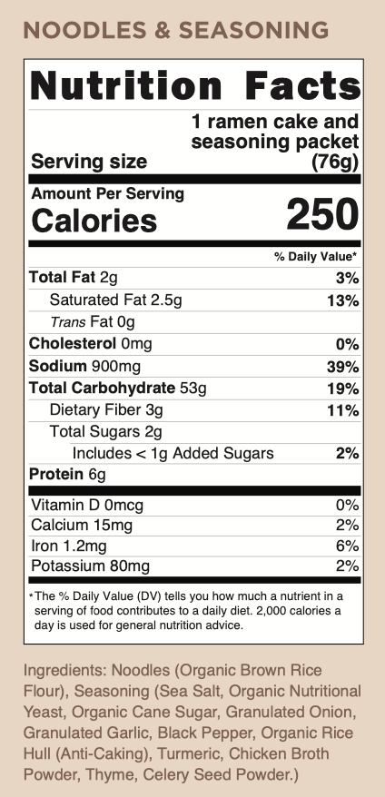 Screenshot showing Clean Monday Meals Ramen Noodles packaging with bowl of prepared ramen noodles and toppings.