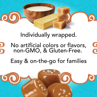 Image of Lovely Candy Company Sea Salt Caramels highlighting their rich caramel texture and sea salt topping.