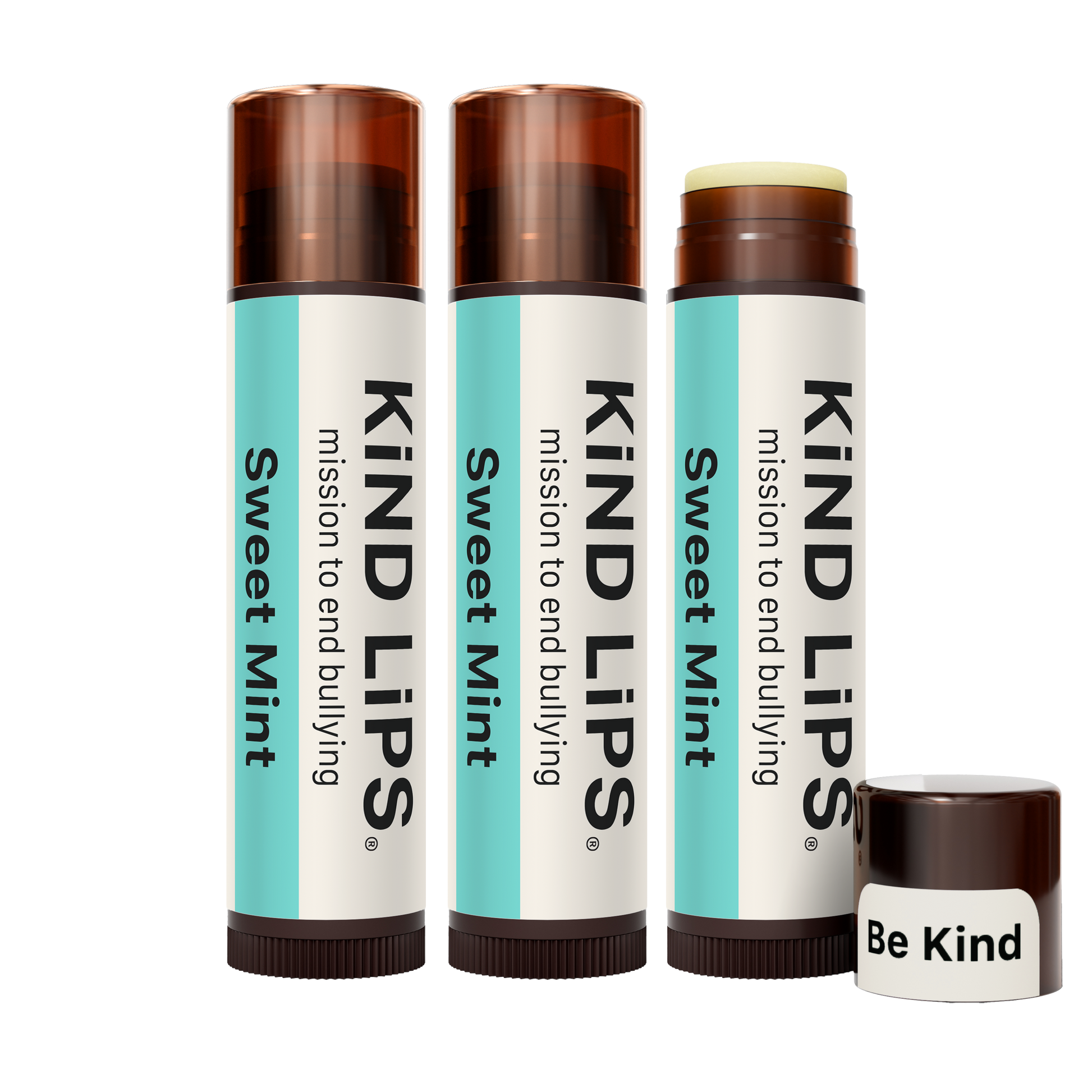 Kind Lips Sweet Mint organic lip balm in a small container, featuring a mint-scented, nourishing balm for moisturized lips.