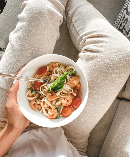 Fresh gluten-free linguini pasta from Taste Republic gluten-free brand, shown in a lifestyle setting with a pasta dish.