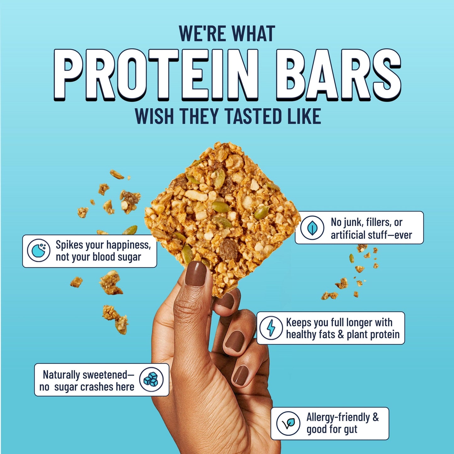 YES BAR Apple Cinnamon Crisp energy bar, 6-pack, featuring apple and cinnamon flavor with crunchy texture and brand logo.