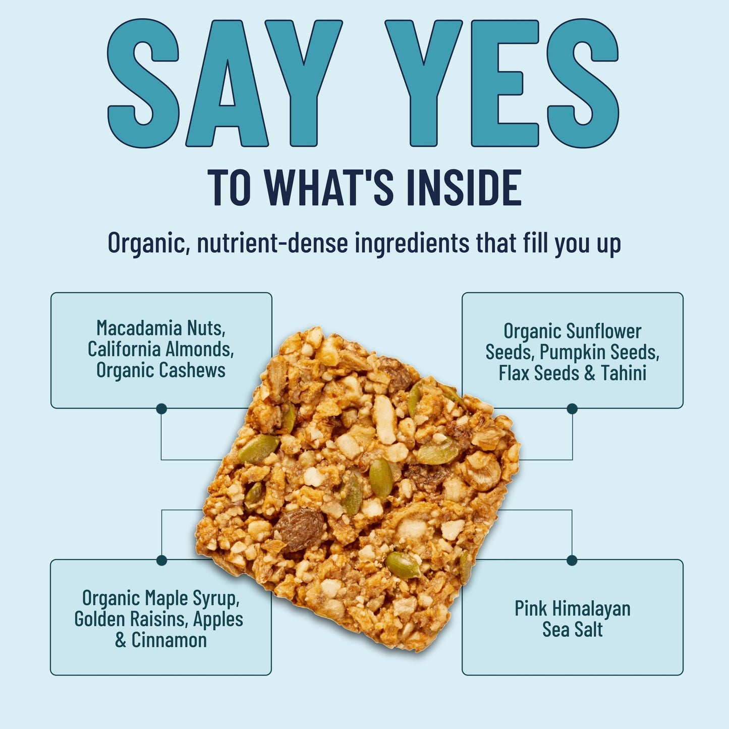 YES BAR Apple Cinnamon Crisp snack pack showing six bars with apple and cinnamon flavor in colorful packaging.