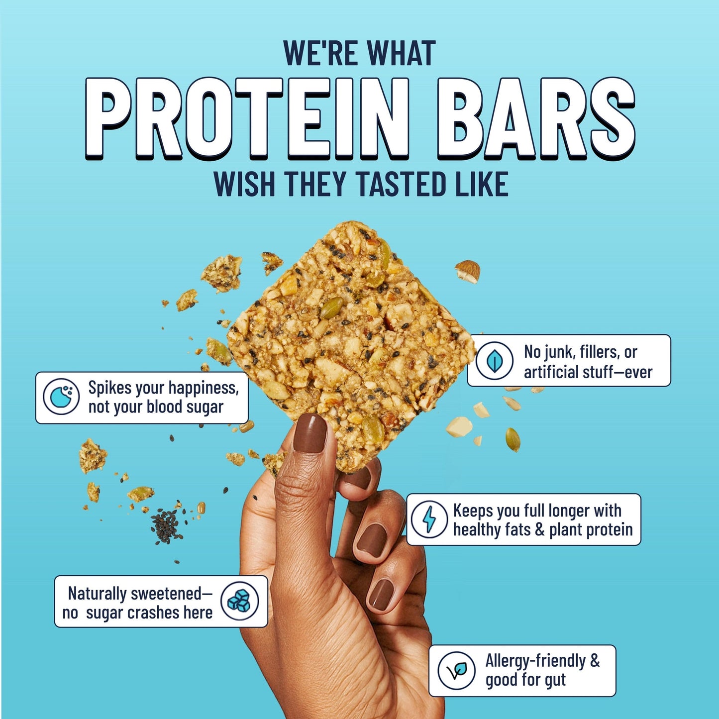 YES BAR Black Sesame Sea Salt snack bars, six-pack, featuring black sesame seeds and sea salt in a natural, wholesome snack.