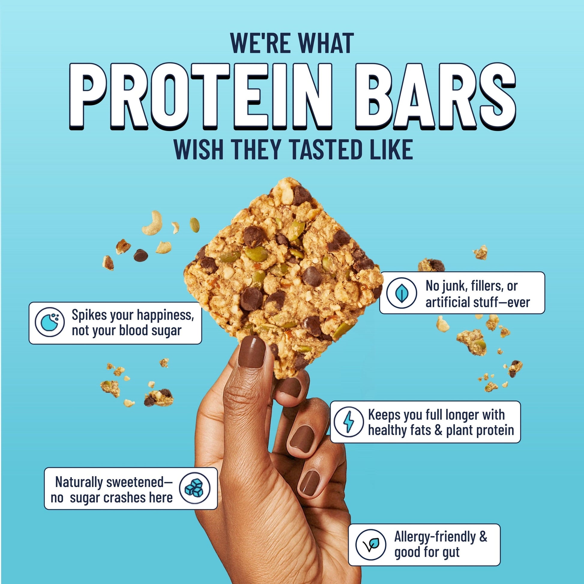 YES BAR Dark Chocolate Chip snack bar, 6-pack, featuring a chocolate chip-filled vegan protein bar with dark chocolate coating.