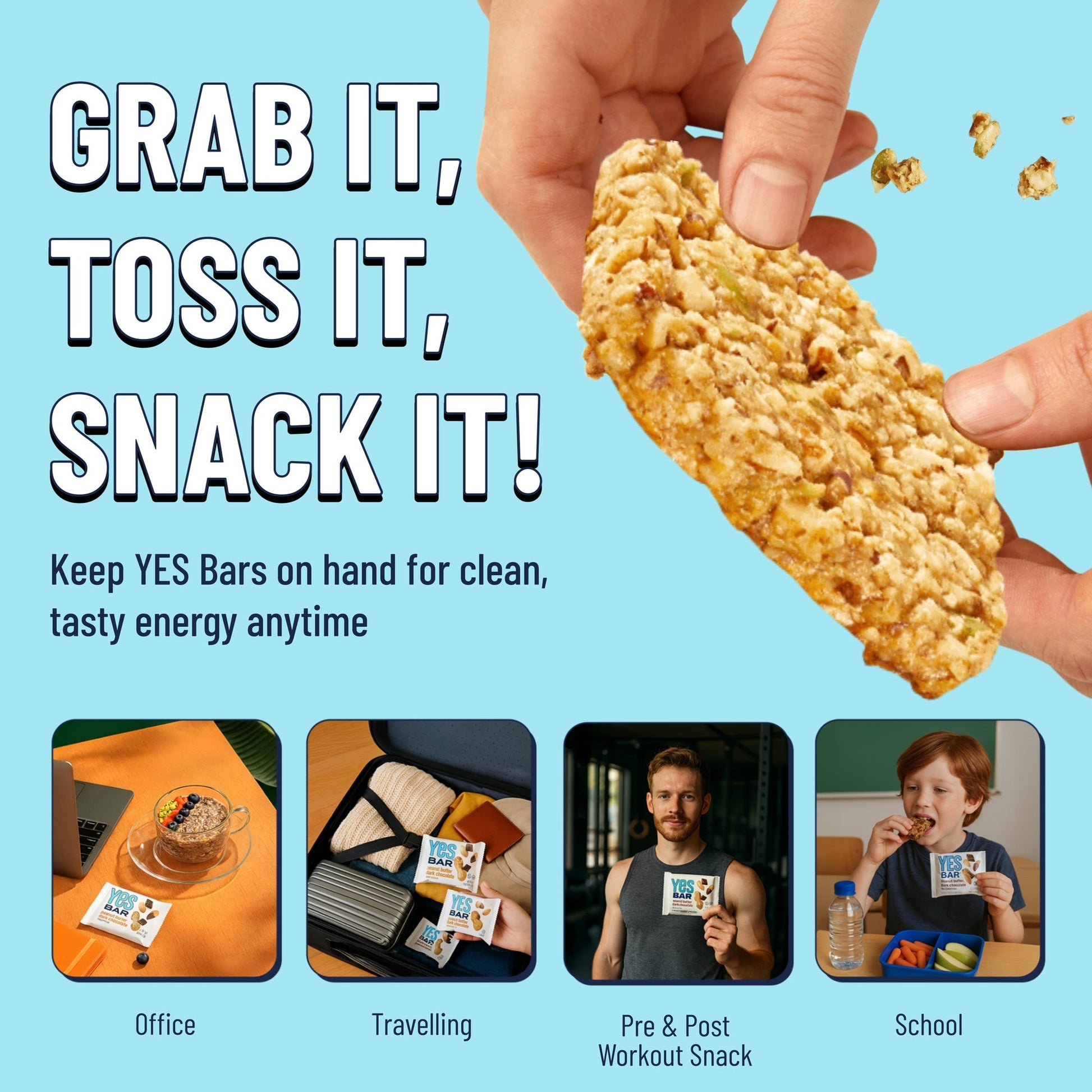 YES BAR Salted Maple Pecan energy bars, six-pack, with salted maple and pecan ingredients, shown in a close-up image.