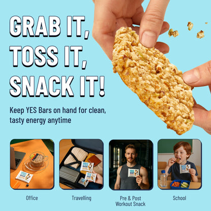 YES BAR Salted Maple Pecan energy bars, six-pack, with salted maple and pecan ingredients, shown in a close-up image.