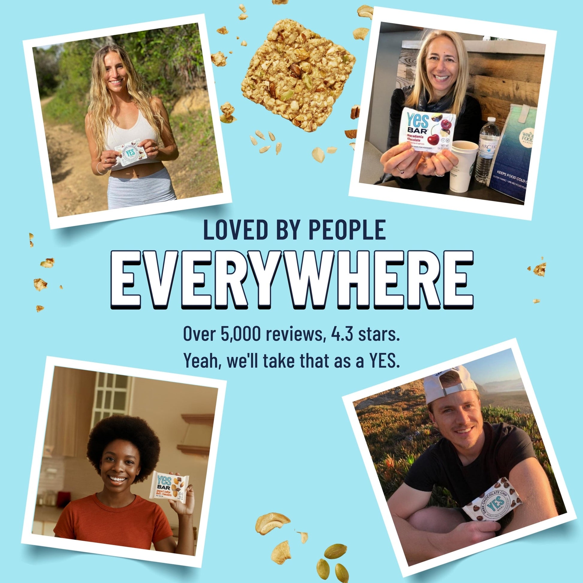 YES BAR Salted Maple Pecan snack bars, 6-pack, featuring salted maple flavor with pecans in a natural, appetizing display.