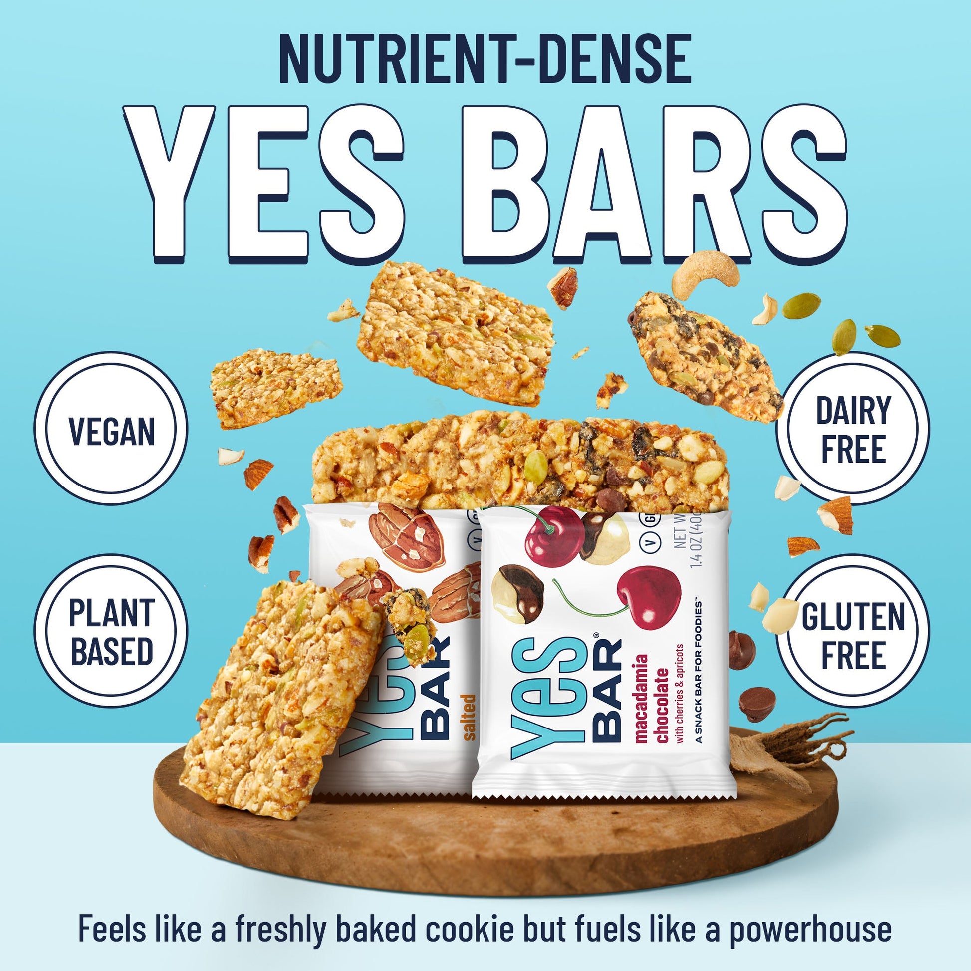 Assorted YES BAR® 6-bar variety pack with different flavors displayed on a white background.