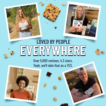 Assorted YES BAR® 6-bar variety pack showing different flavors on each individually wrapped bar.