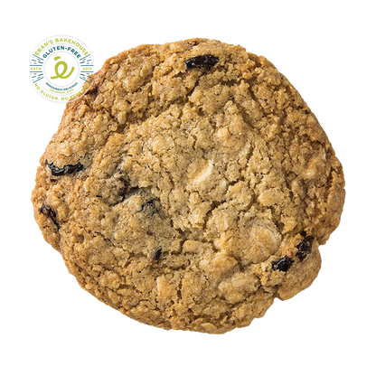 Eban's Bakehouse white chocolate cherry oatmeal cookies, 12-pack, with golden-brown cookies and visible white chocolate chunks and cherries