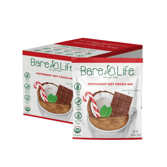 Bare Life Instant Dairy Free Peppermint Hot Cocoa Mix  |  20 Pack