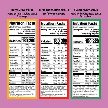 Bellycious Italian Bold Flavors Variety (6 or 12 Pack) Pasta Bellycious 