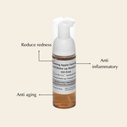 EpiLynx Gentle Foaming Facial Cleanser with aloe, apple, and ashwagandha, suitable for all skin types, shown in the image.
