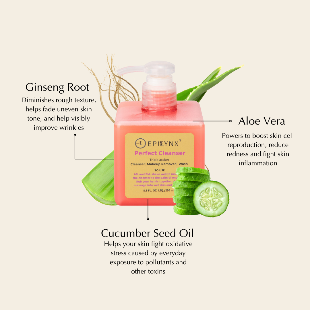 EpiLynx Gentle Hydrating Facial Cleanser with aloe, cucumber, and antioxidants, suitable for vegan, gluten-free, and nut-free skincare.