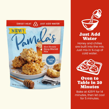 Pamela's Products Drop Biscuit Mix Variety Bundle with different biscuit flavors, displayed in a clear, appealing package.