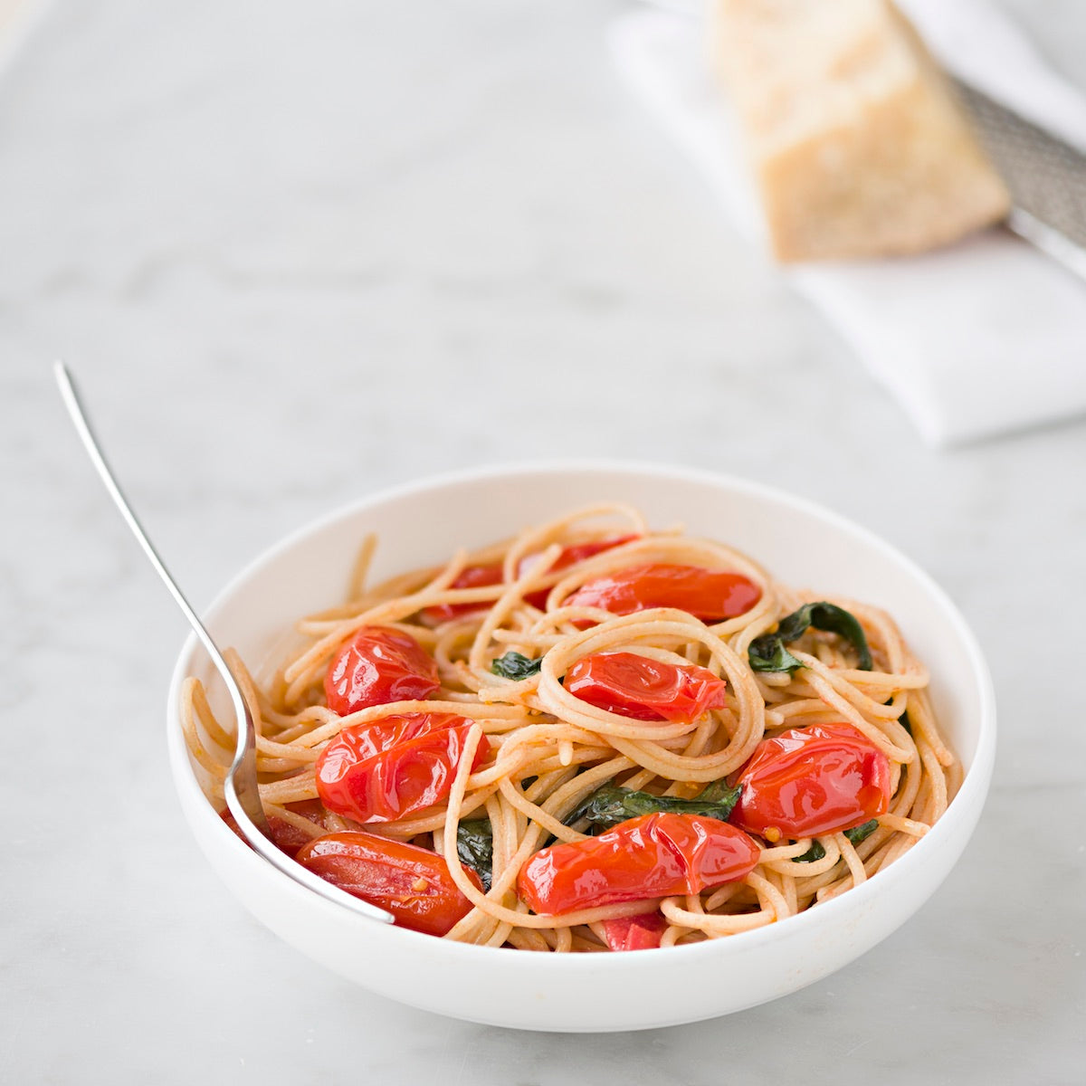 Jovial Gluten Free Brown Rice Spaghetti in a bowl, showcasing the cooked gluten-free pasta from Jovial Foods, Inc.