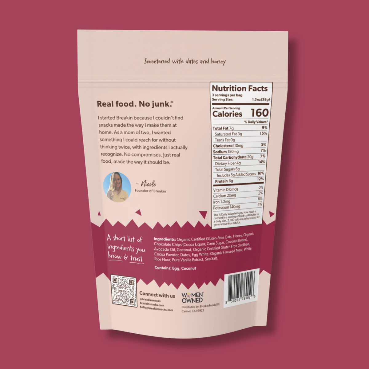Breakin Snacks Brownie Batter Oat Clusters (3 or 6 pack) Oat Clusters Breakin Snacks 