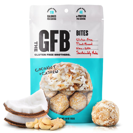 The GFB Coconut Cashew Bites GFB Bites package featuring coconut and cashew snack bites with a natural, wholesome appearance.