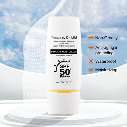 EpiLynx SPF 50 Mineral Moisturizer for sensitive skin, hydrating vegan suncare with broad-spectrum sun protection.
