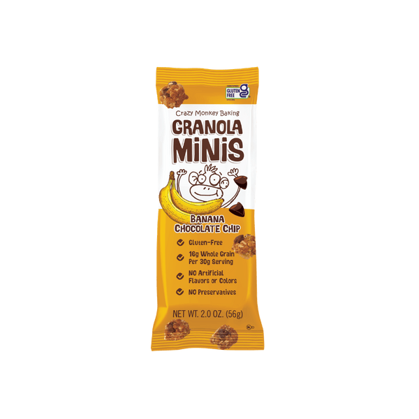 Crazy Monkey Baking Banana Chocolate Chip Granola Bites — 12-Pack of 2 oz Bags