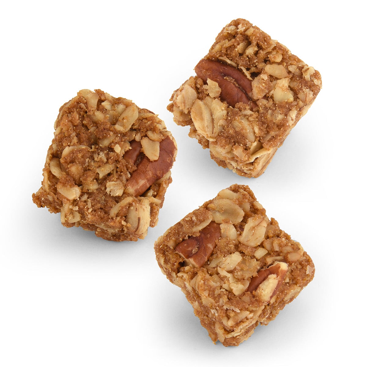 Bundle of 12 Crazy Monkey Cinnamon Pecan Granola Bites bags by Crazy Monkey Baking, showing colorful packaging and individual snack bags.