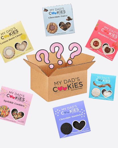 Assortment of 2oz My Dad's Cookies Dad's Favorite Cookies, featuring various cookies in a clear plastic package.