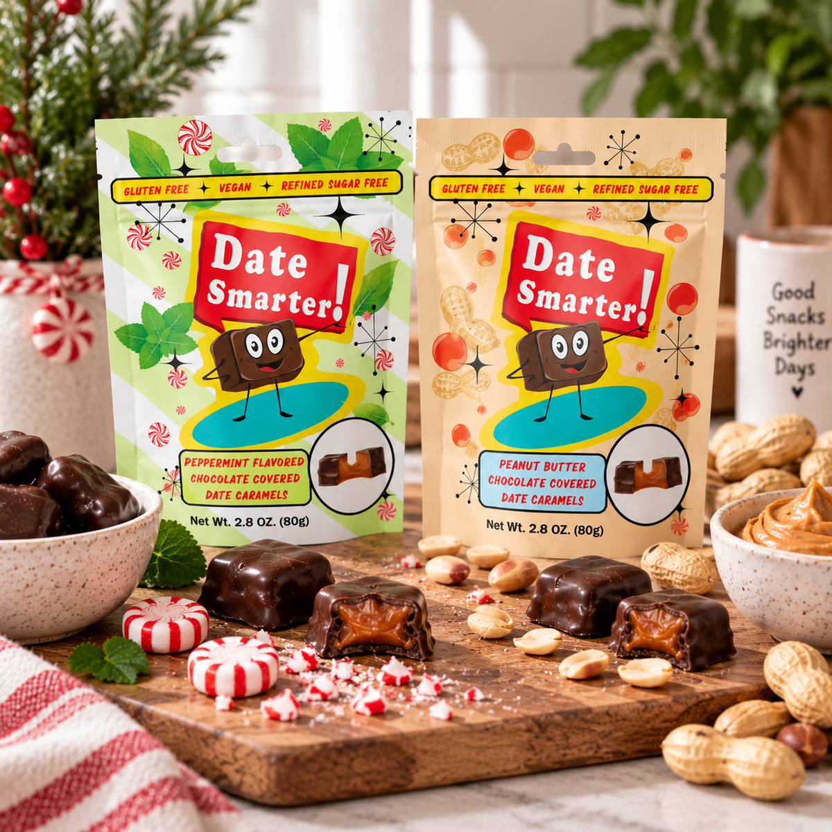 Date Smarter! Variety Pack: Peanut Butter & Peppermint Flavor -(6 Pack)