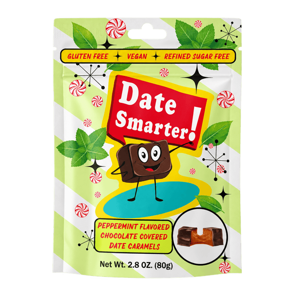 Date Smarter! Peppermint Chocolate Covered Date Caramels (6 Pack)
