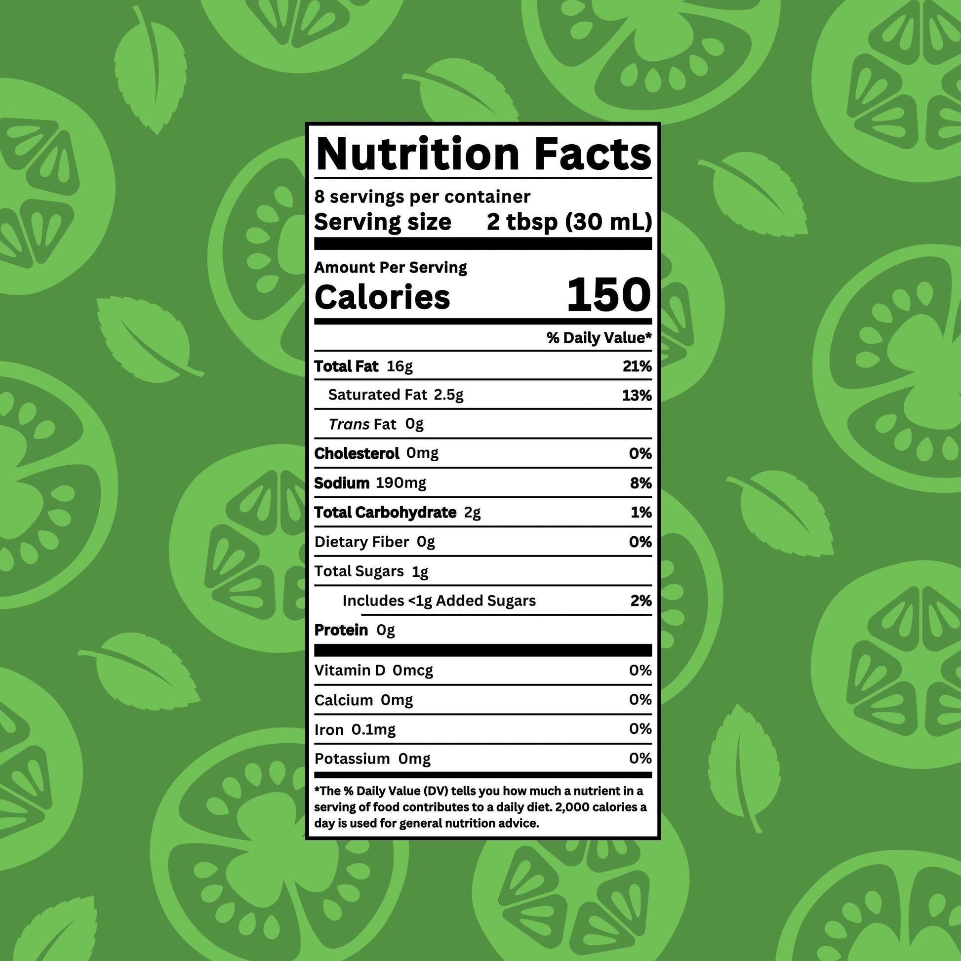 Nutrition facts label for drench Mediterranean Fattoush, a flavorful salad dressing from the drench brand.