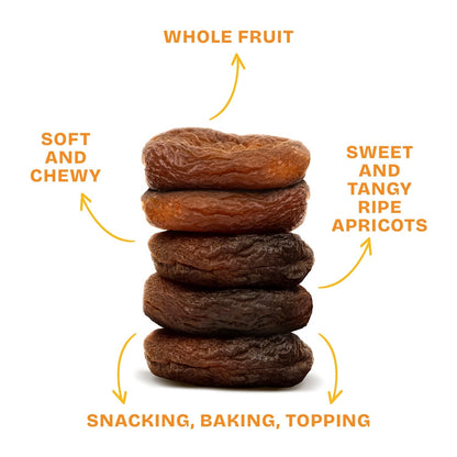 Drybox sun-dried apricots snack pack featuring three packs of natural dried apricots in a resealable package.