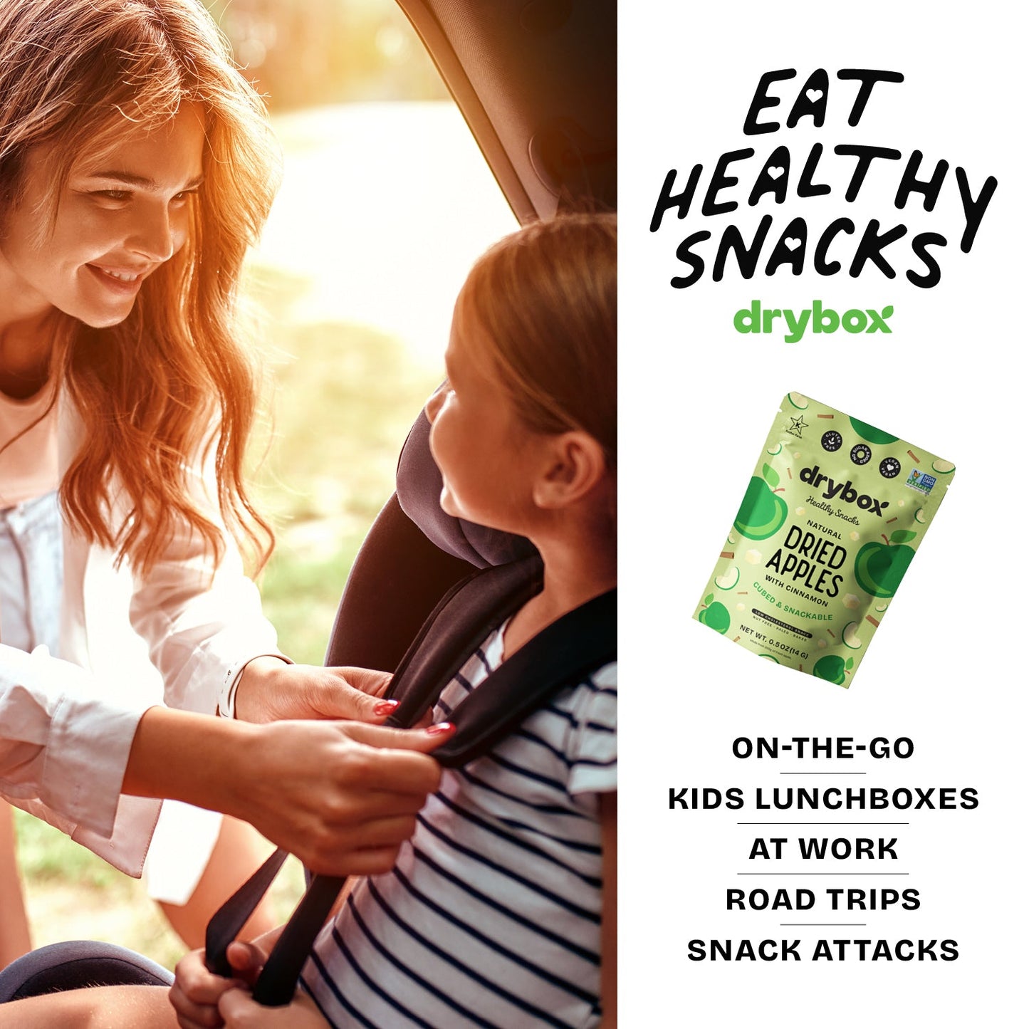 Drybox dried apple snack pack featuring three packs of natural dried apples, perfect for healthy fruit snacking.
