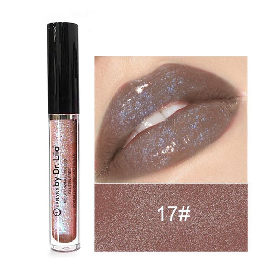 EpiLynx Hydrating Shine Lip Gloss in a clear tube showing glossy, moisturizing formula with a doe-foot applicator.