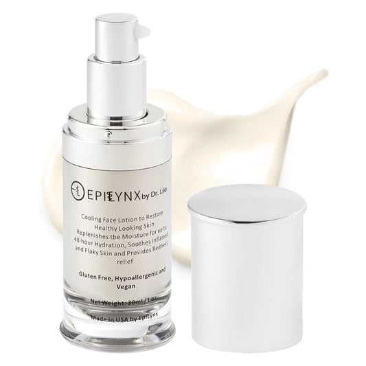 EpiLynx lightweight face moisturizer serum for sensitive and dry skin, calming and hydrating skincare product.