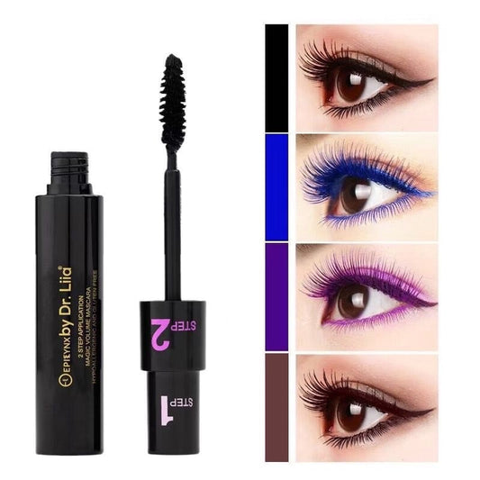 EpiLynx Epilynx Magic Lengthening & Volumizing Mascara with vegan, gluten-free, smudge-resistant formula on a white background.