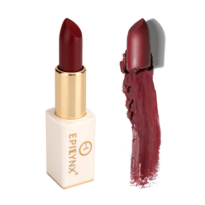 EpiLynx Vegan Matte Lipstick in magnetic case, featuring hydrating, long-wear formula and natural lipstick shade.