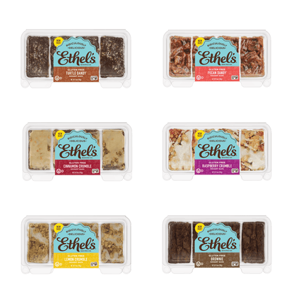 Ethel's Best Seller Box with 24 assorted chocolate bars from Ethels Baking Company, featuring various flavors and packaging.