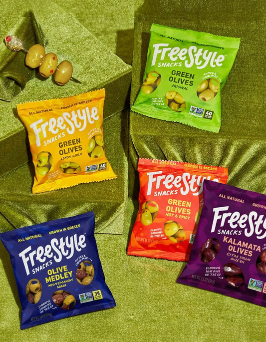Assorted single-serve snack packs from Freestyle Snacks in a variety pack, featuring different snack types and flavors.