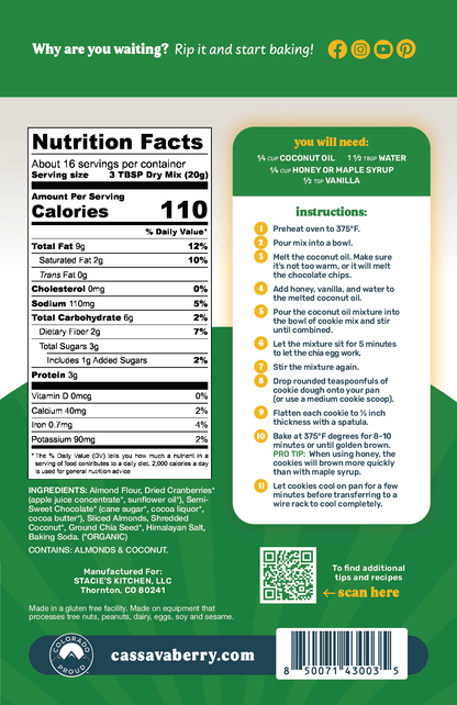 Gluten-Free Loaded Cookie Mix | Plant-Based (3-pack) Baking Mixes Cassavaberry® 