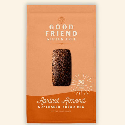 Good Friend apricot almond bread mix 4-pack with packaged bread mix boxes