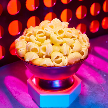A bowl of Goodles Shell Noodles, showcasing the colorful, fun pasta shape with a vibrant, appetizing appearance.