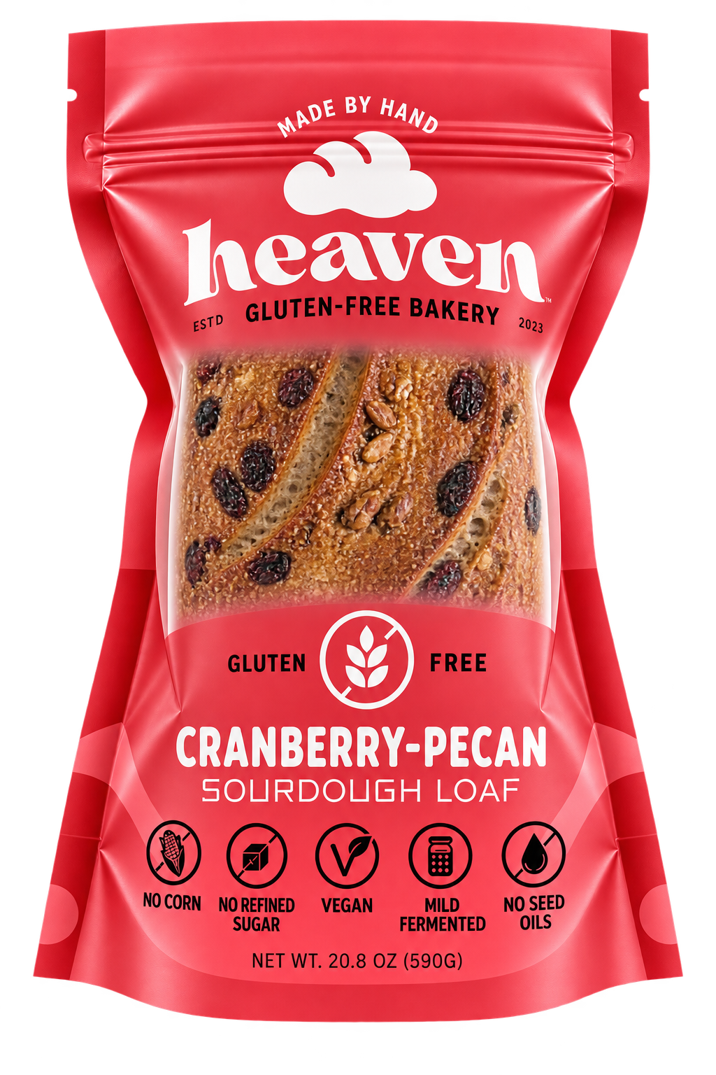 Heaven GF Bakery Cranberries and Pecans Vegan Sourdough Loaf(4 Pack)