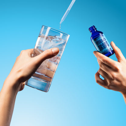 Hydra Hydration Hydra Drops sea mineral electrolyte drops in a clear bottle with a dropper for hydration and mineral replenishment.