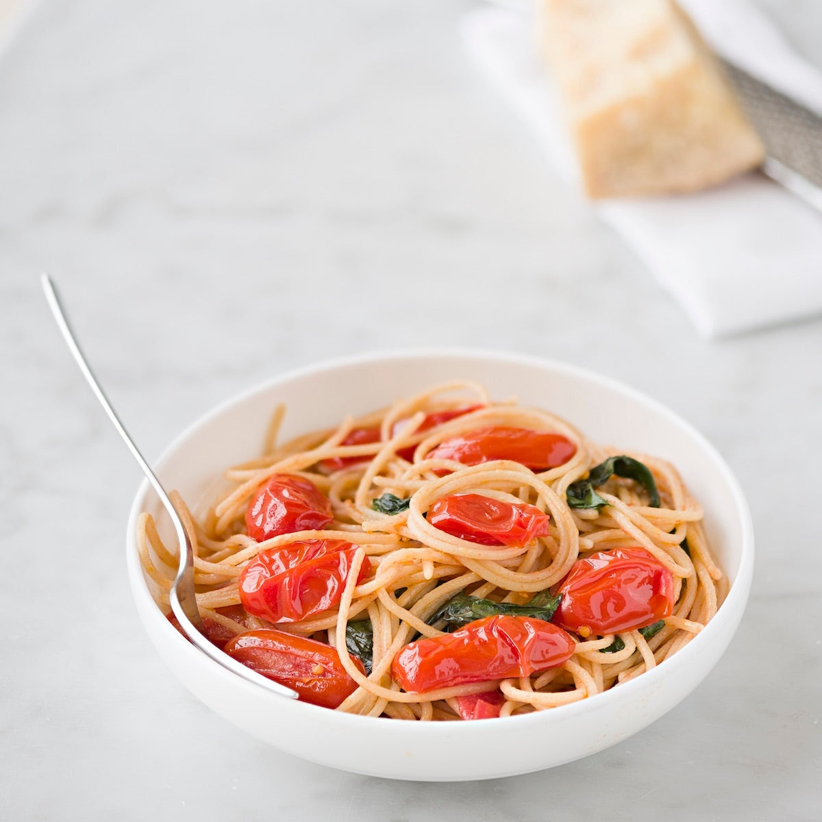 Jovial Gluten Free Brown Rice Spaghetti in a bowl, showcasing the cooked gluten-free pasta from Jovial Foods, Inc.