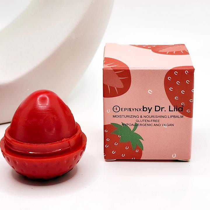 EpiLynx Ultimate Hydrating Lip Butter vegan lip balm with moisturizing formula for dry lips, displayed in a sleek container.